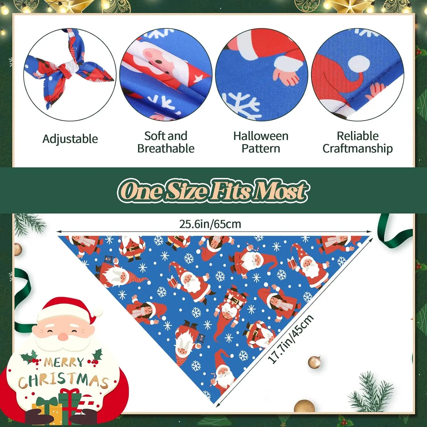 30-Pack Christmas Pet Bandanas – Holiday Dog & Cat Triangle Scarves