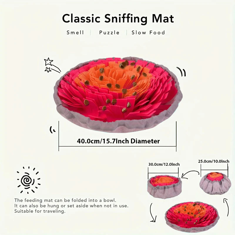 Foldable Dog Snuffle Mat – Washable Felt Slow Feeder & Training Toy for Pets