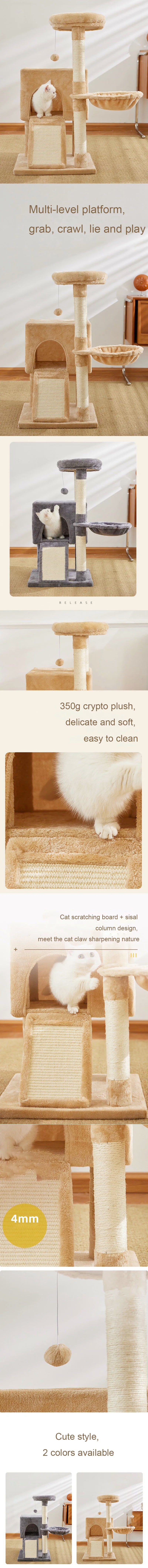 Luxury Cat Tree Tower – Multi-Level Cat Furniture with Double Condos, Hammock, Spacious Perch & Sisal Scratching Posts