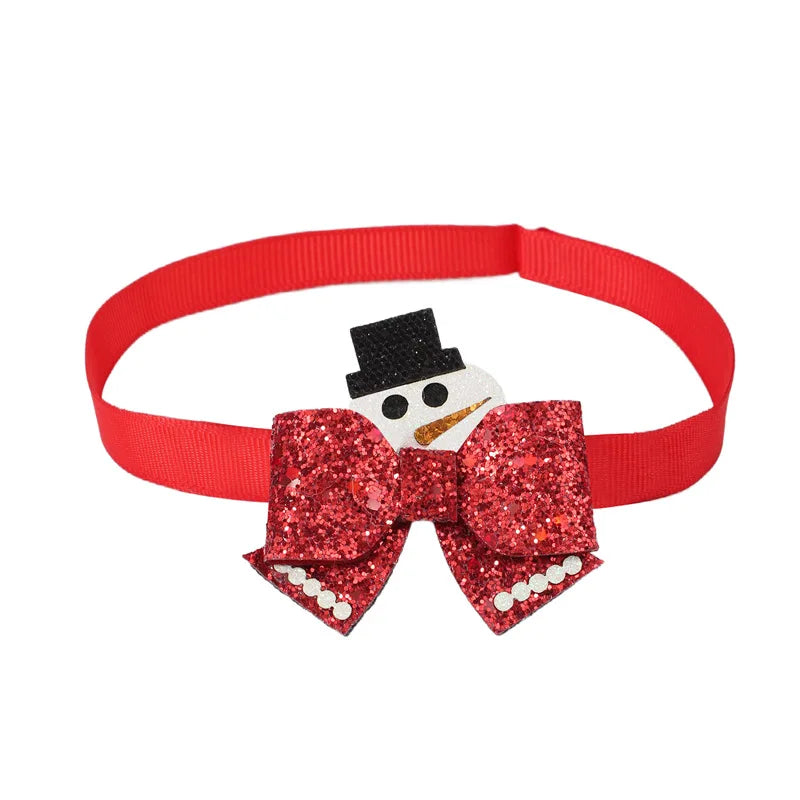 Christmas Pet Bow Tie – Red Mini Tie with Festive Elements for Dogs & Cats