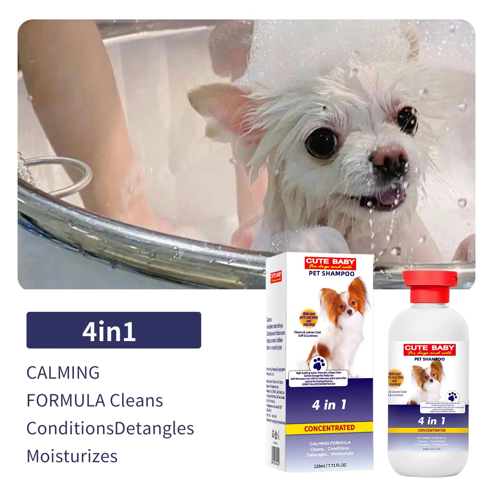 Gentle Pet Shampoo – Odor-Removing Body Wash for Dogs & Cats (228ml)