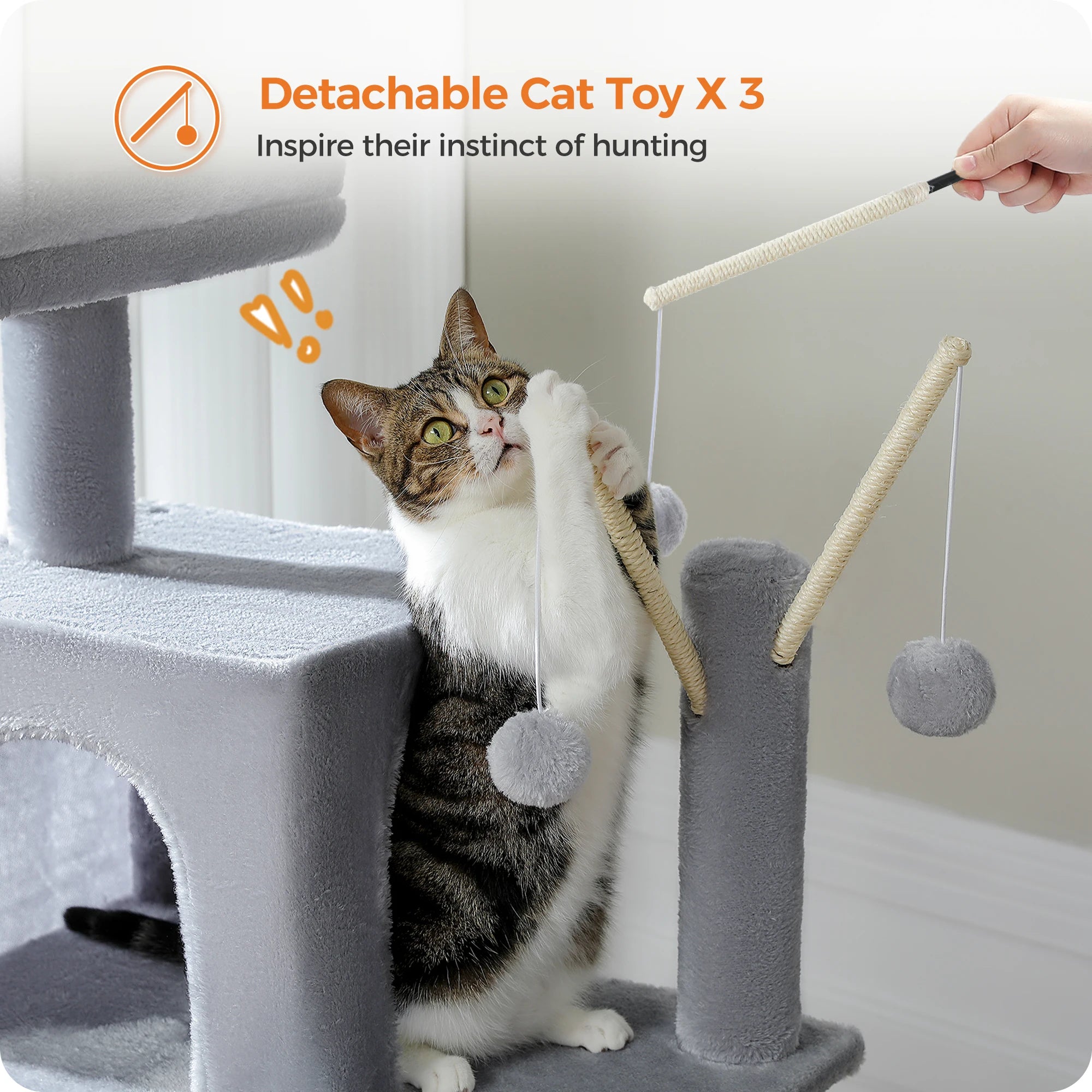 Multi-Level Cat Tree Tower for Indoor Cats – Modern Cat Furniture with Scratching Posts, Condo & Large Hammock