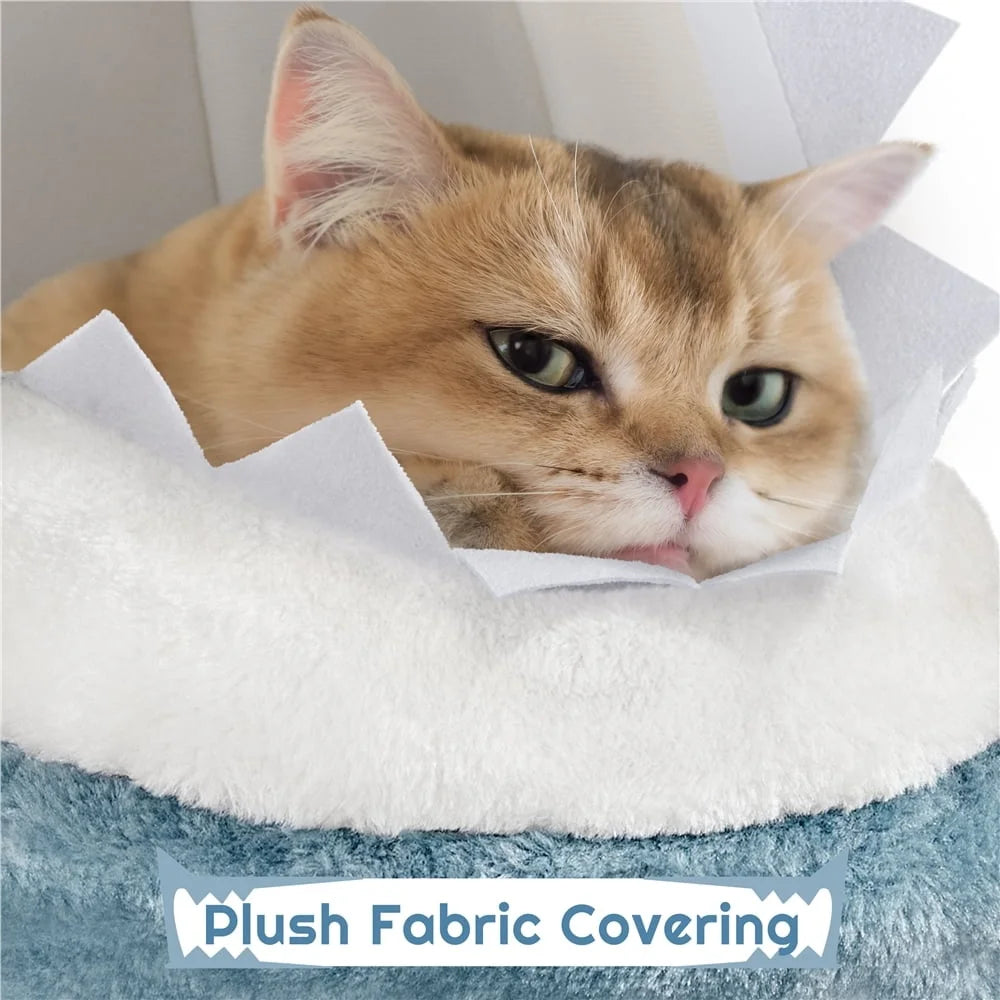 Ocean-Themed Cat Tree Tower – 72.5" Multi-Level Cat Furniture with Shark Mouth Bed, Fish-Shaped Perch & Plush Fabric for Large Cats