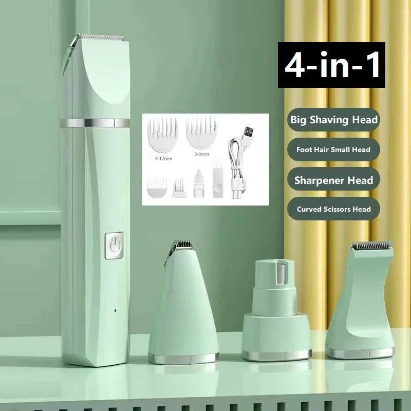 4-in-1 Electric Pet Grooming Kit – USB Rechargeable Clippers & Trimmer