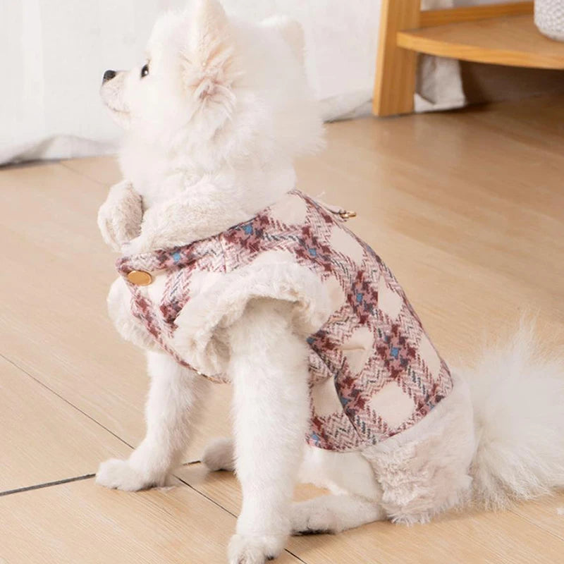 Winter Fur Collar Dog Jacket – Warm Coat for Small & Medium Pets