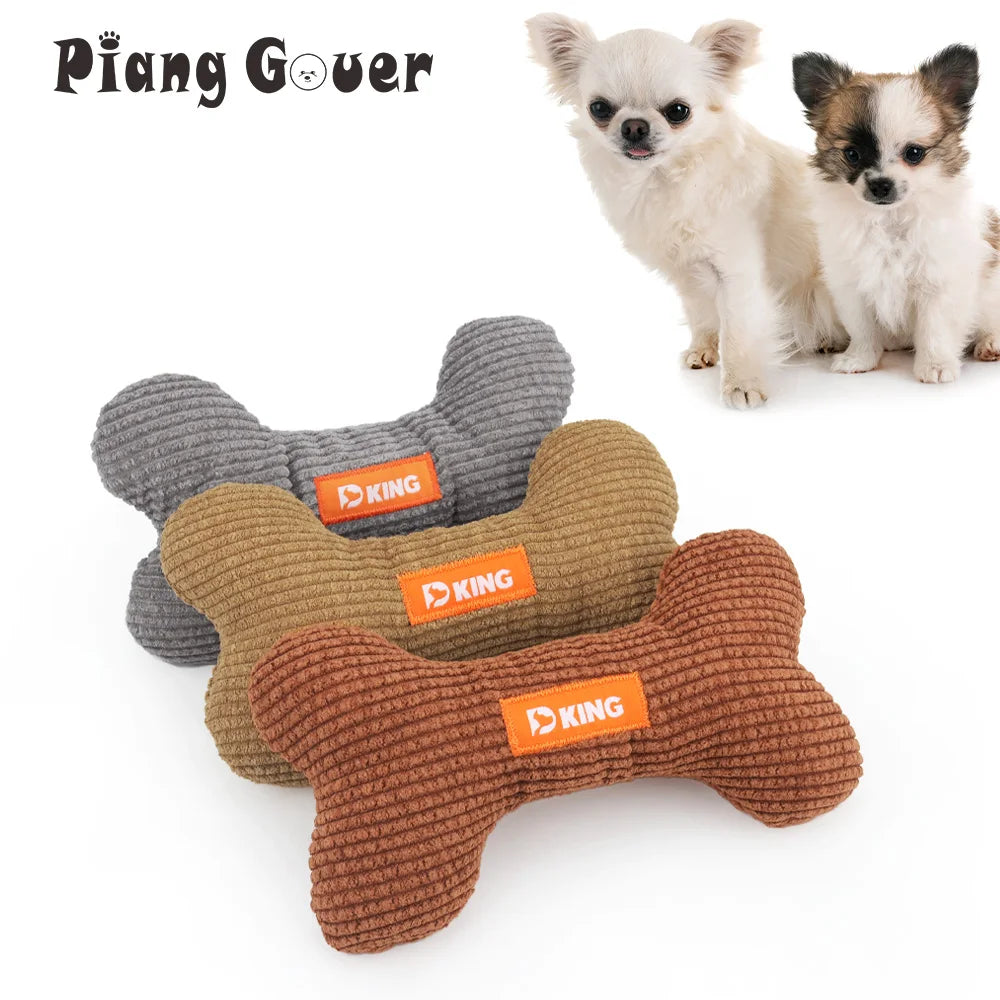 Plush Bone Squeaky Toy for Puppies & Small Dogs