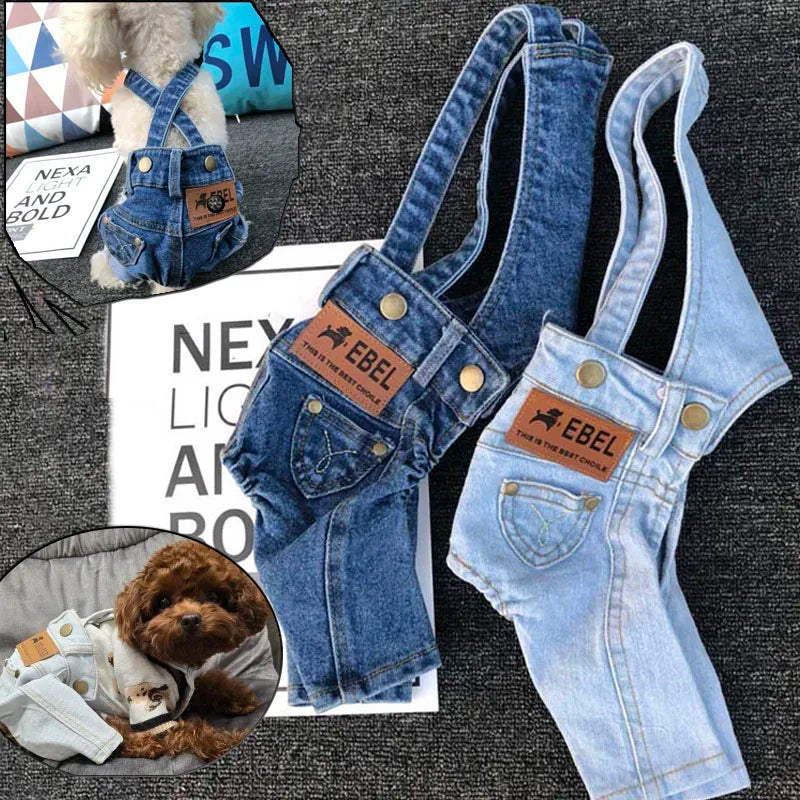 Denim Pet Jumpsuit – Stylish Jean Jacket for Small & Medium Dogs