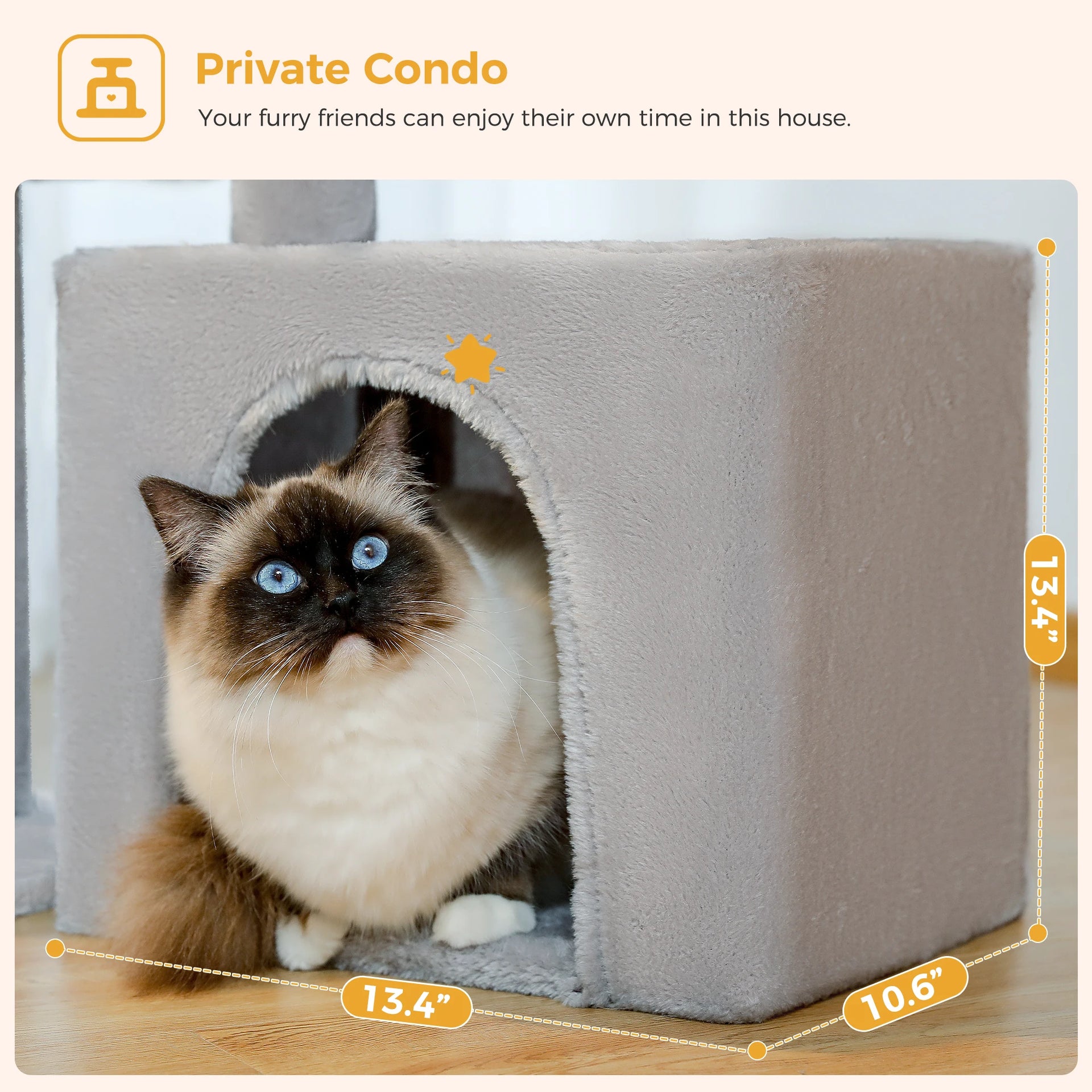 Cat Tree Tower for Indoor Cats – 2-Style Cat Activity Center with Scratching Posts, Large Hammock & Removable Top Perch, Grey