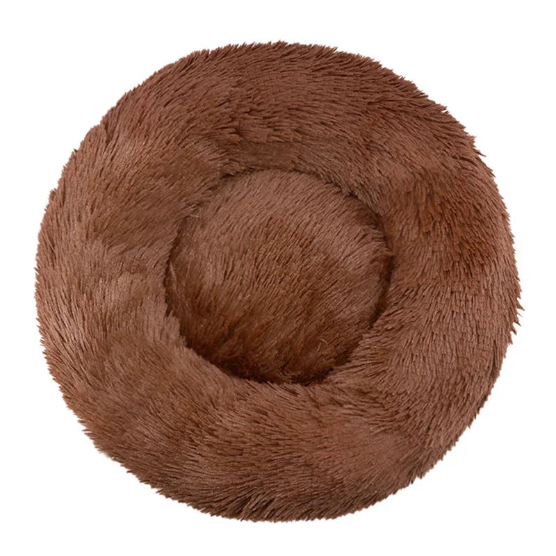 Round Plush Pet Bed for Cats & Dogs – Winter Warm Sleeping Bed