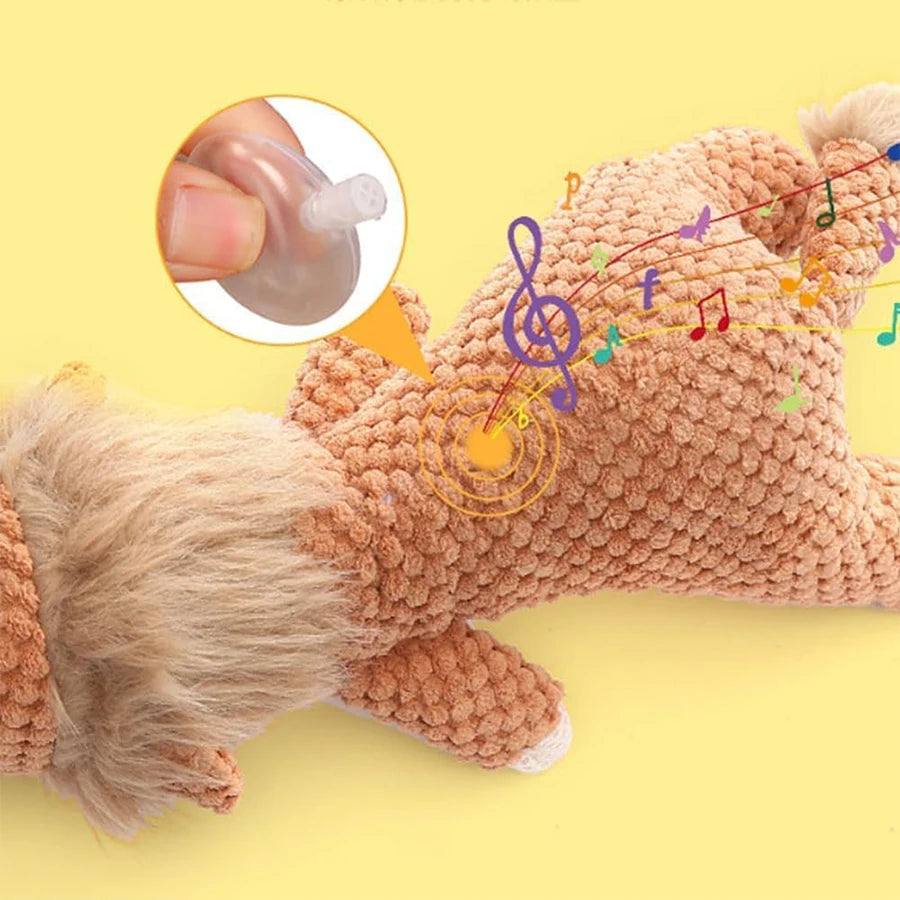 Bite-Resistant Squeaky Plush Dog Toy – Lion, Wolf & Elephant
