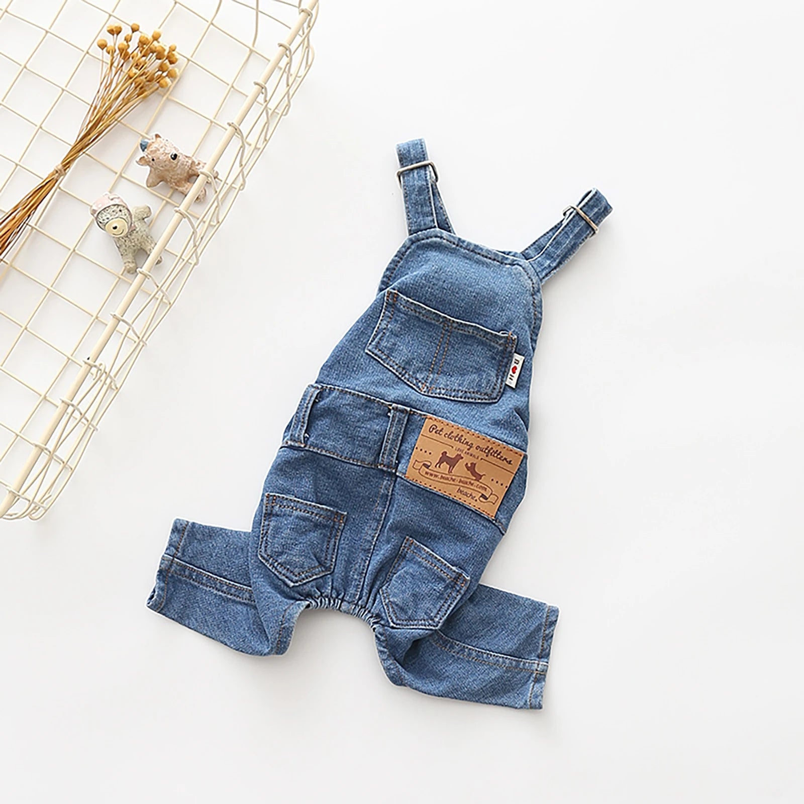 Dog Denim Jumpsuit – Fashion Cotton Outfit for Small & Medium Dogs and Cats