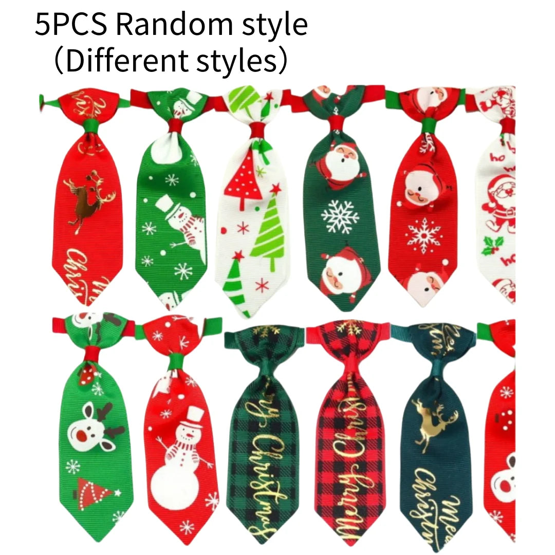 Christmas Dog & Cat Ties – Adjustable Holiday Pet Neckwear (Random Styles)