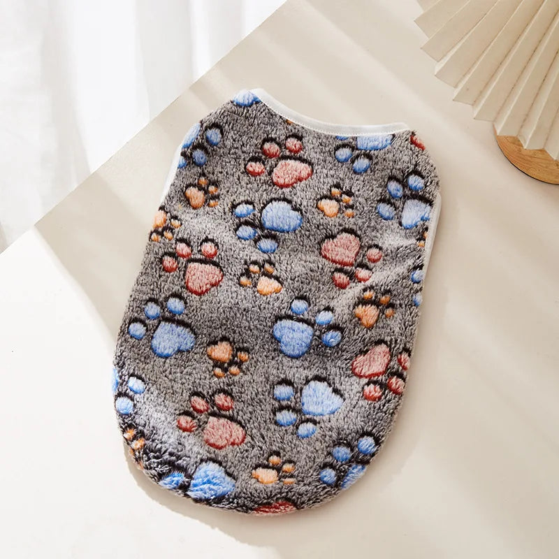 Flannel Paw Print Dog Vest – Soft Cozy Coat for Small & Medium Pets