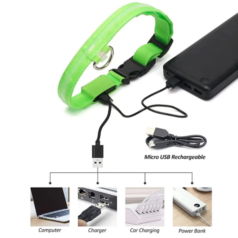 Keep Your Pet Safe at Night – 3-Mode USB LED Glow Collar for Dogs & Cats