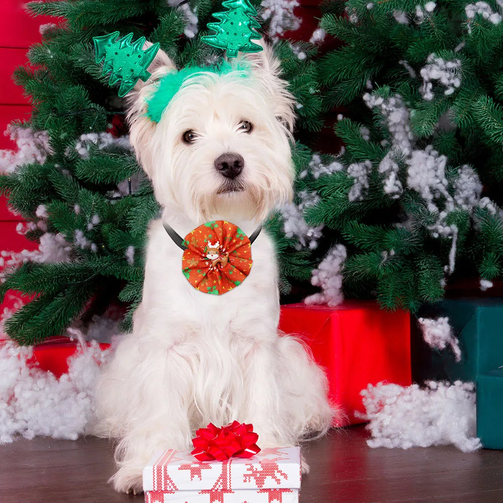 5/10-Pack Christmas Dog Bow Ties – Removable Elastic Grooming Accessories