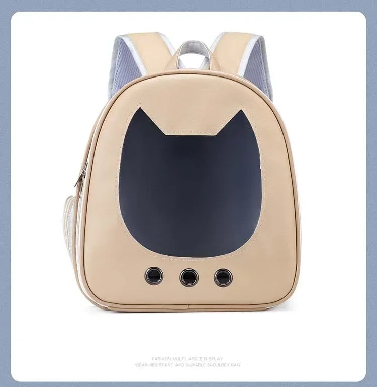 PU Transparent Pet Carrier Backpack – Cat & Small Dog Travel Bag
