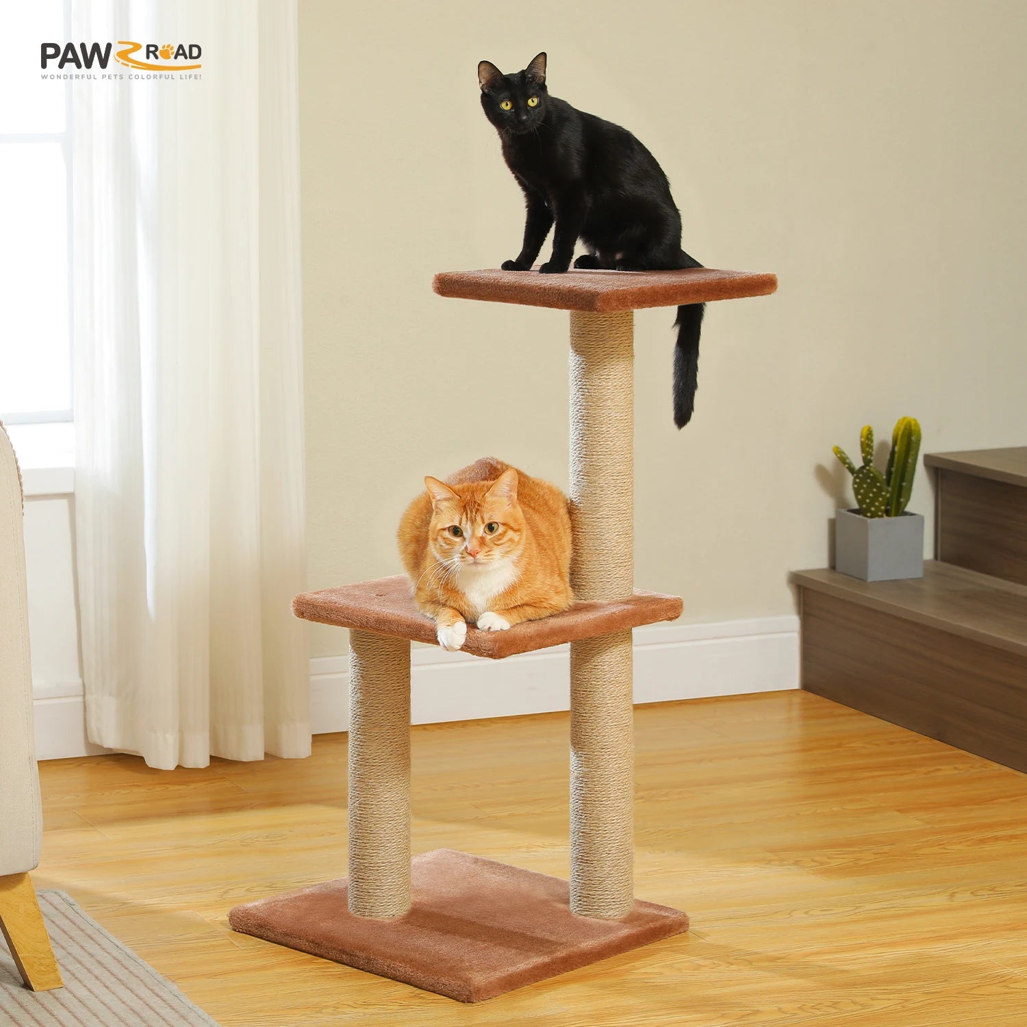 Cat Tree Tower for Indoor Cats – 2-Style Cat Activity Center with Scratching Posts, Large Hammock & Removable Top Perch, Grey