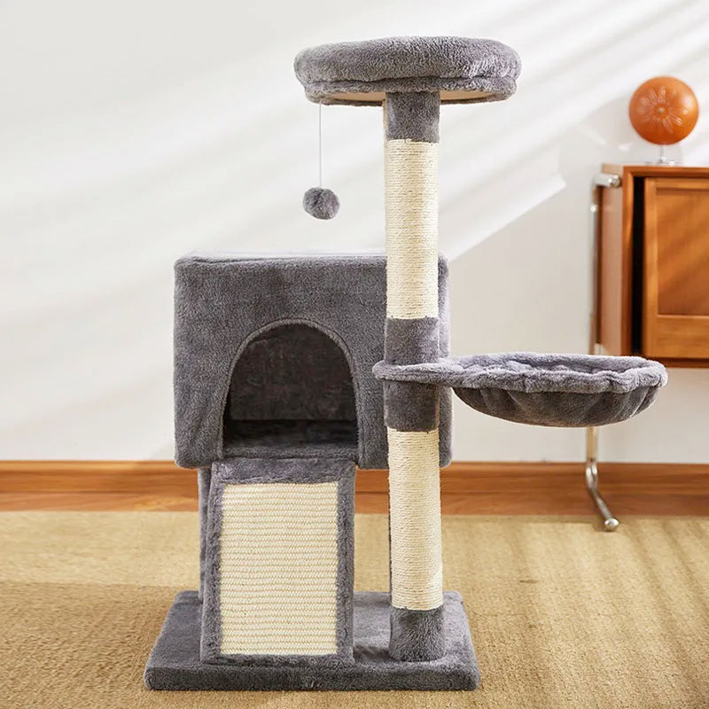 Luxury Cat Tree Tower – Multi-Level Cat Furniture with Double Condos, Hammock, Spacious Perch & Sisal Scratching Posts
