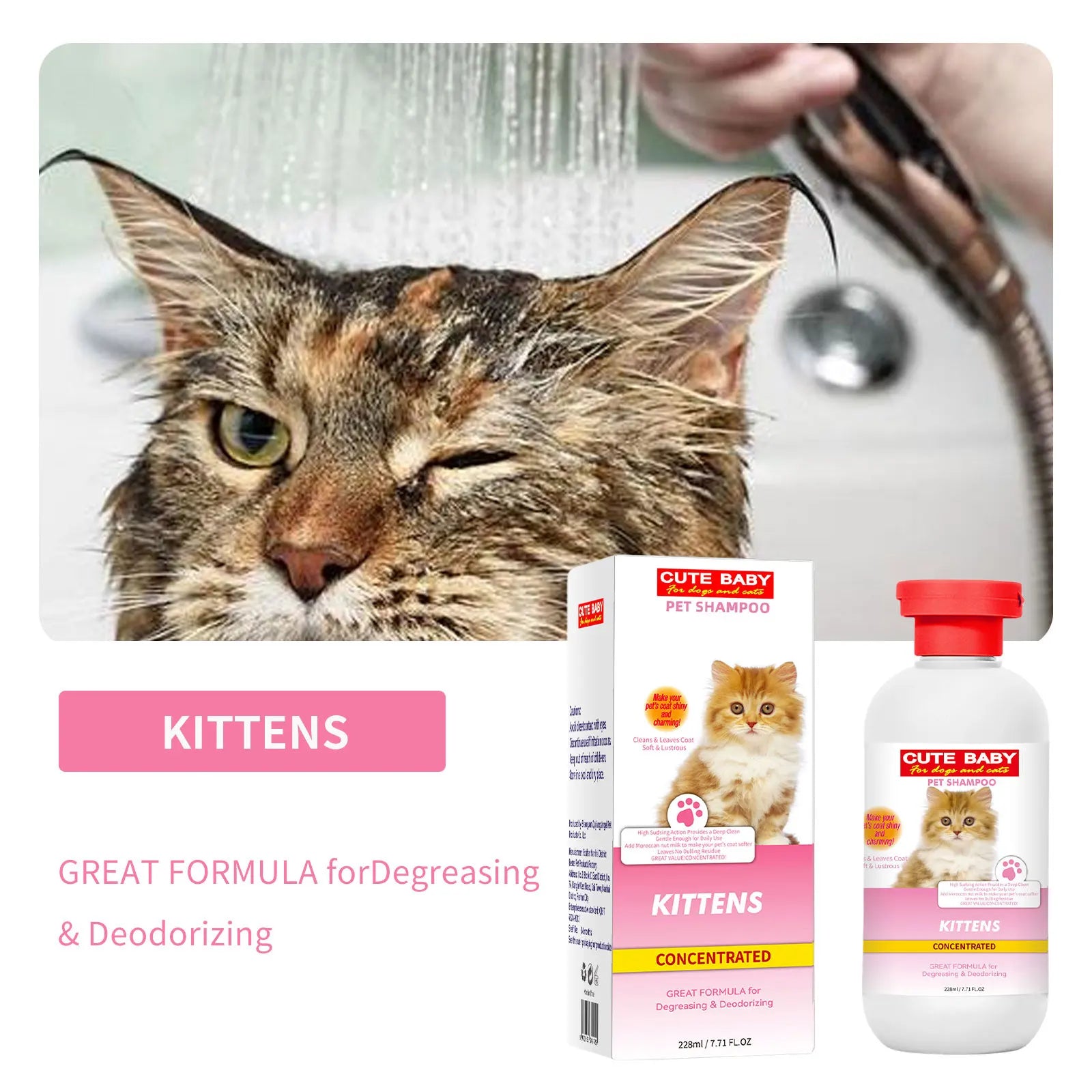 Gentle Pet Shampoo – Odor-Removing Body Wash for Dogs & Cats (228ml)