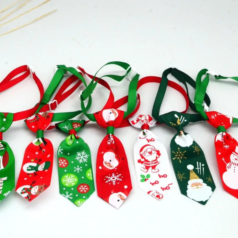 Christmas Dog & Cat Ties – Adjustable Holiday Pet Neckwear (Random Styles)