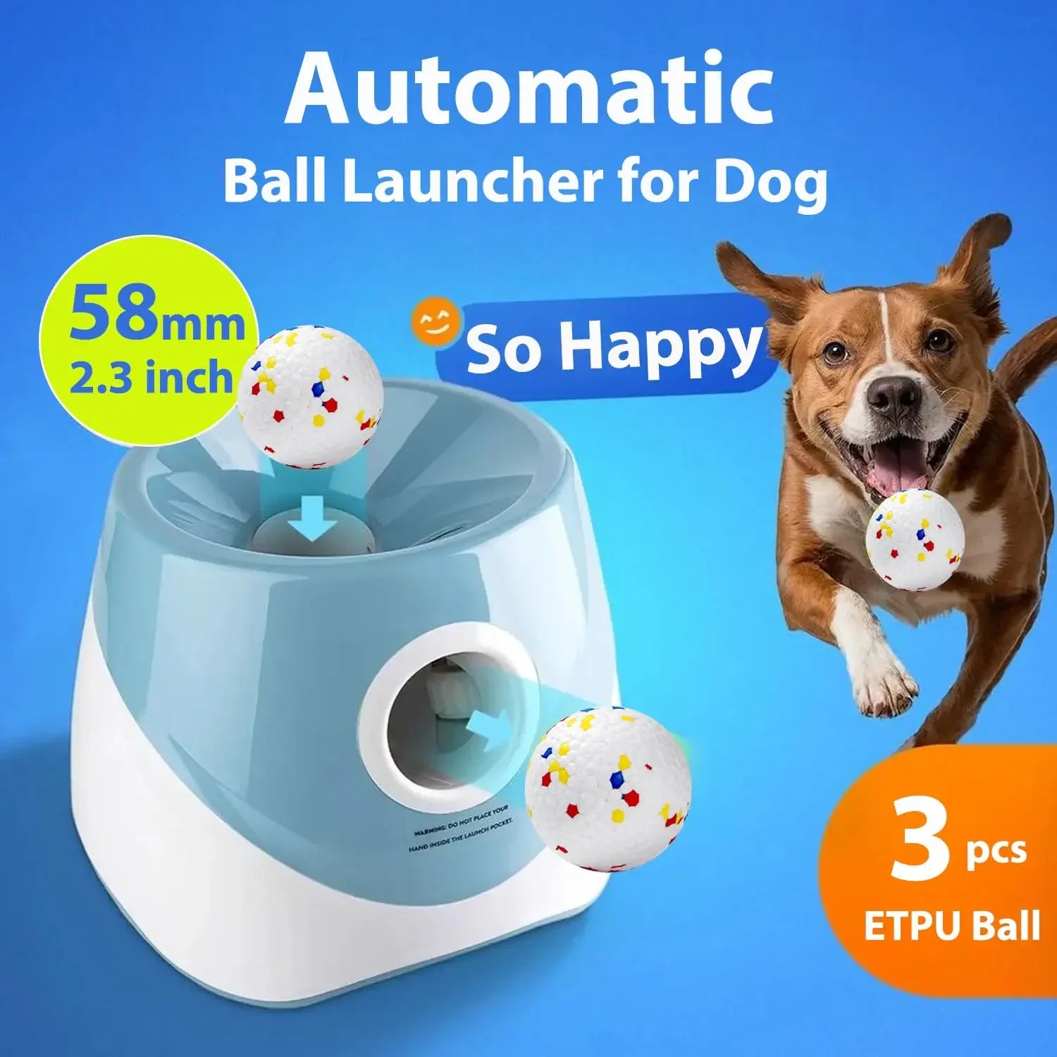 Automatic Dog Ball Launcher – Interactive Fetch Machine with 3 Tennis Balls, Adjustable Distance for Indoor & Outdoor Fun