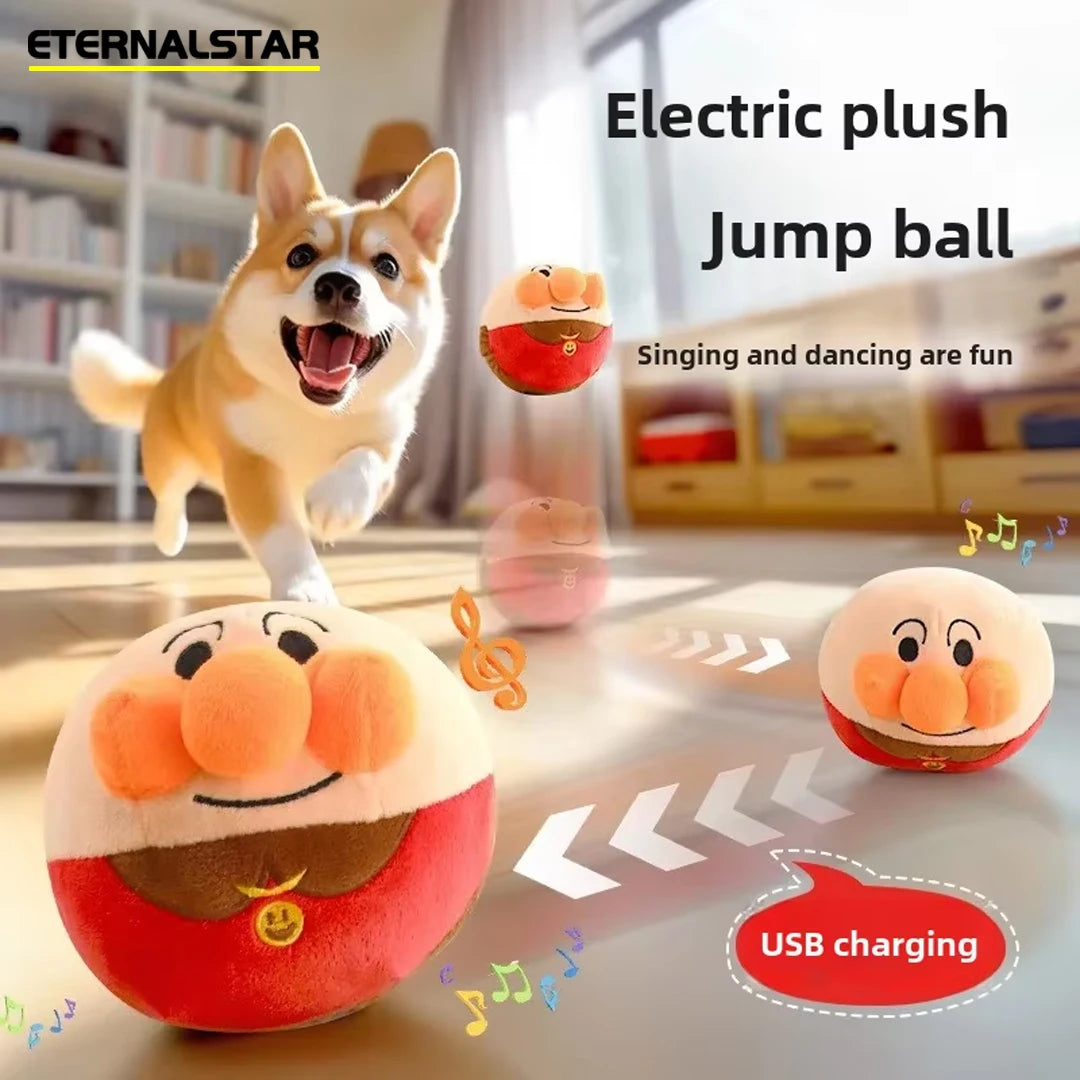 Interactive Plush Jumping Ball Dog Toy – USB Rechargeable Training Toy