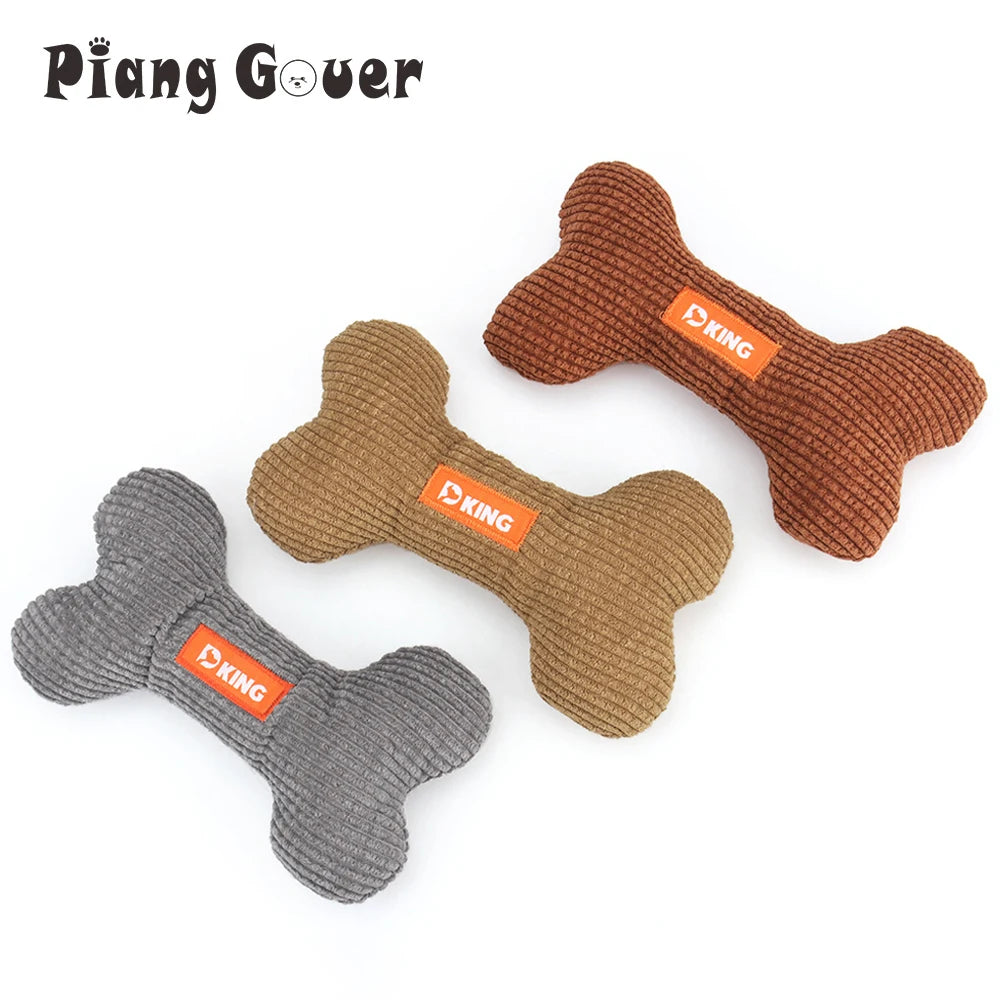 Plush Bone Squeaky Toy for Puppies & Small Dogs