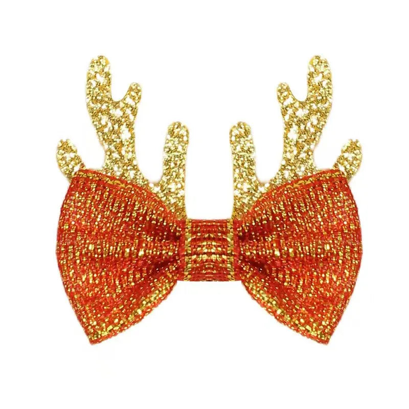 20/30/50-Pack Christmas Antler Dog Bows – Metal Clip Hairpins for Dogs & Cats