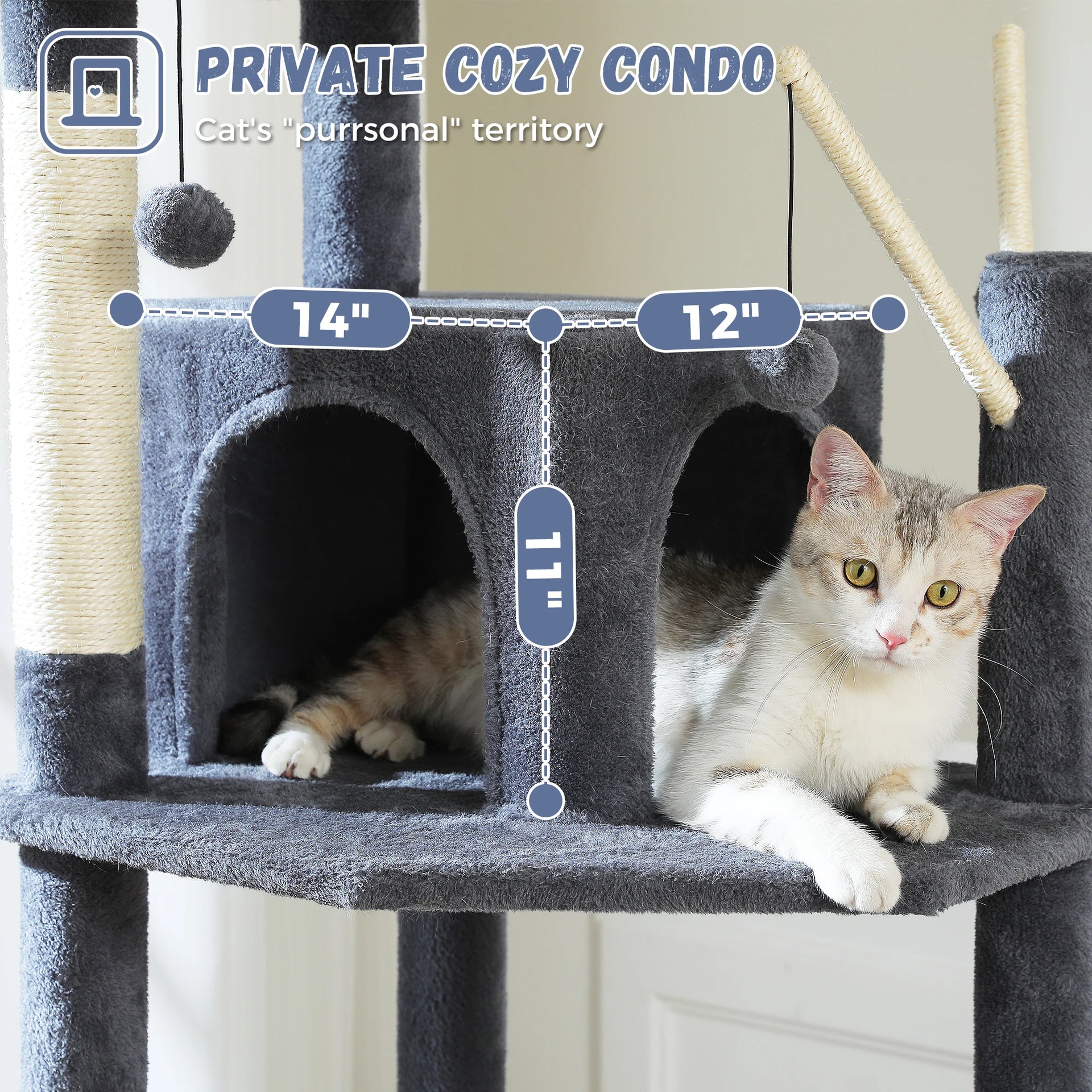 Multi-Level Cat Tree Tower for Indoor Cats – Modern Cat Furniture with Scratching Posts, Condo & Large Hammock