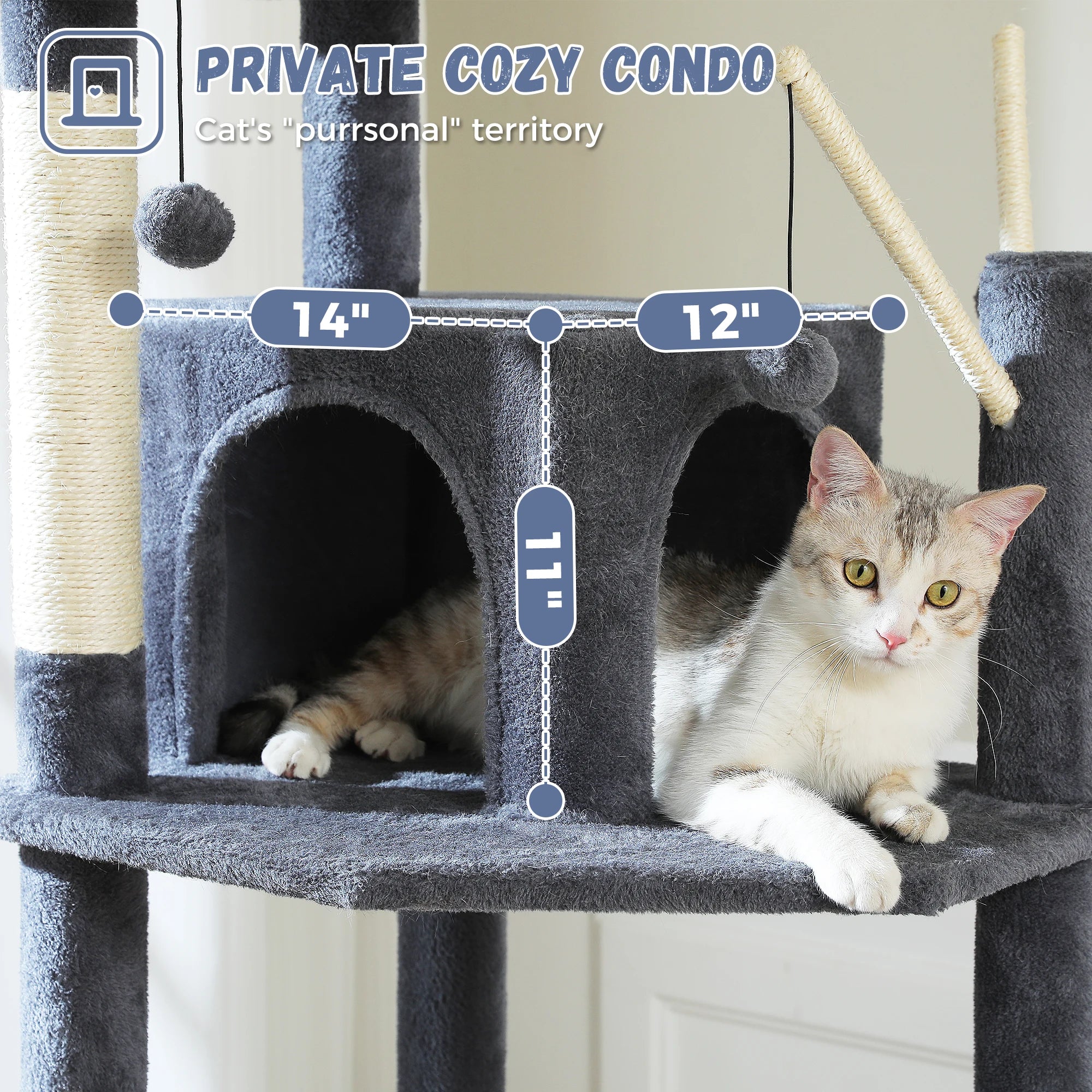 Multi-Level Cat Tree Tower for Indoor Cats – Modern Cat Furniture with Scratching Posts, Condo & Large Hammock