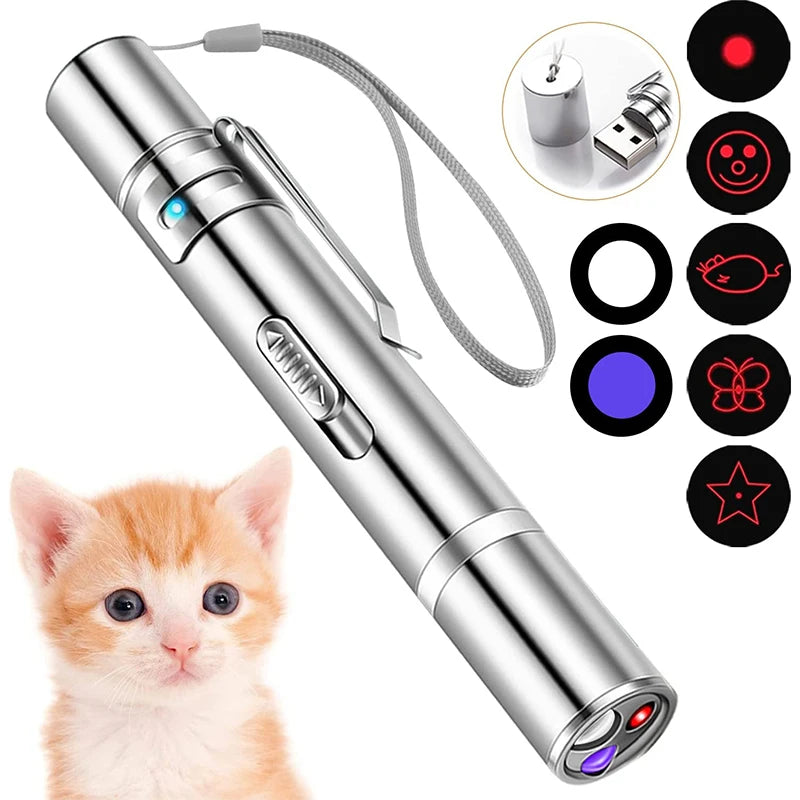 3-in-1 USB Rechargeable Cat Laser Pointer – LED Cat Toy
