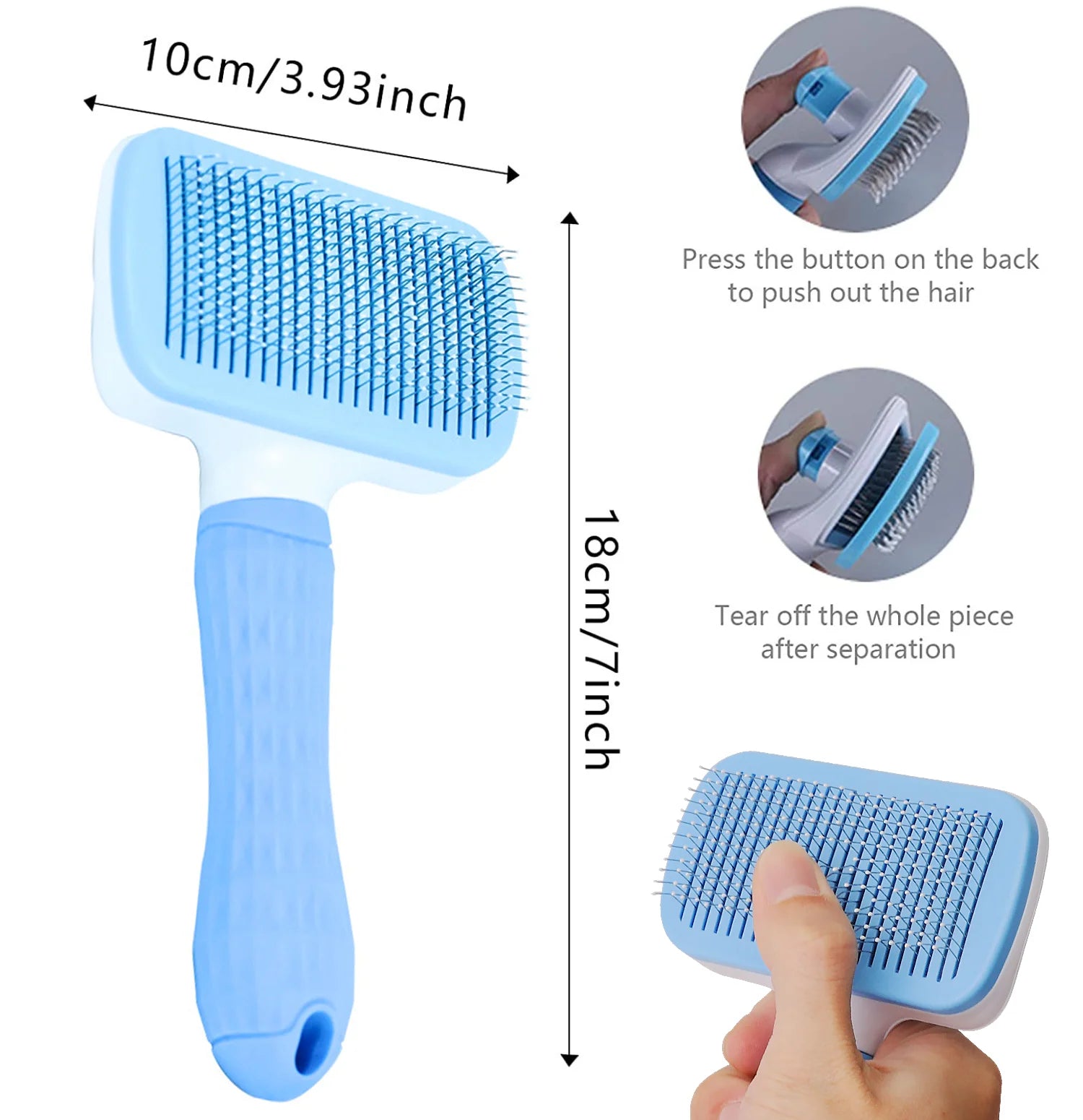 Dog & Cat Hair Remover Brush – Grooming Comb for Long Hair Pets