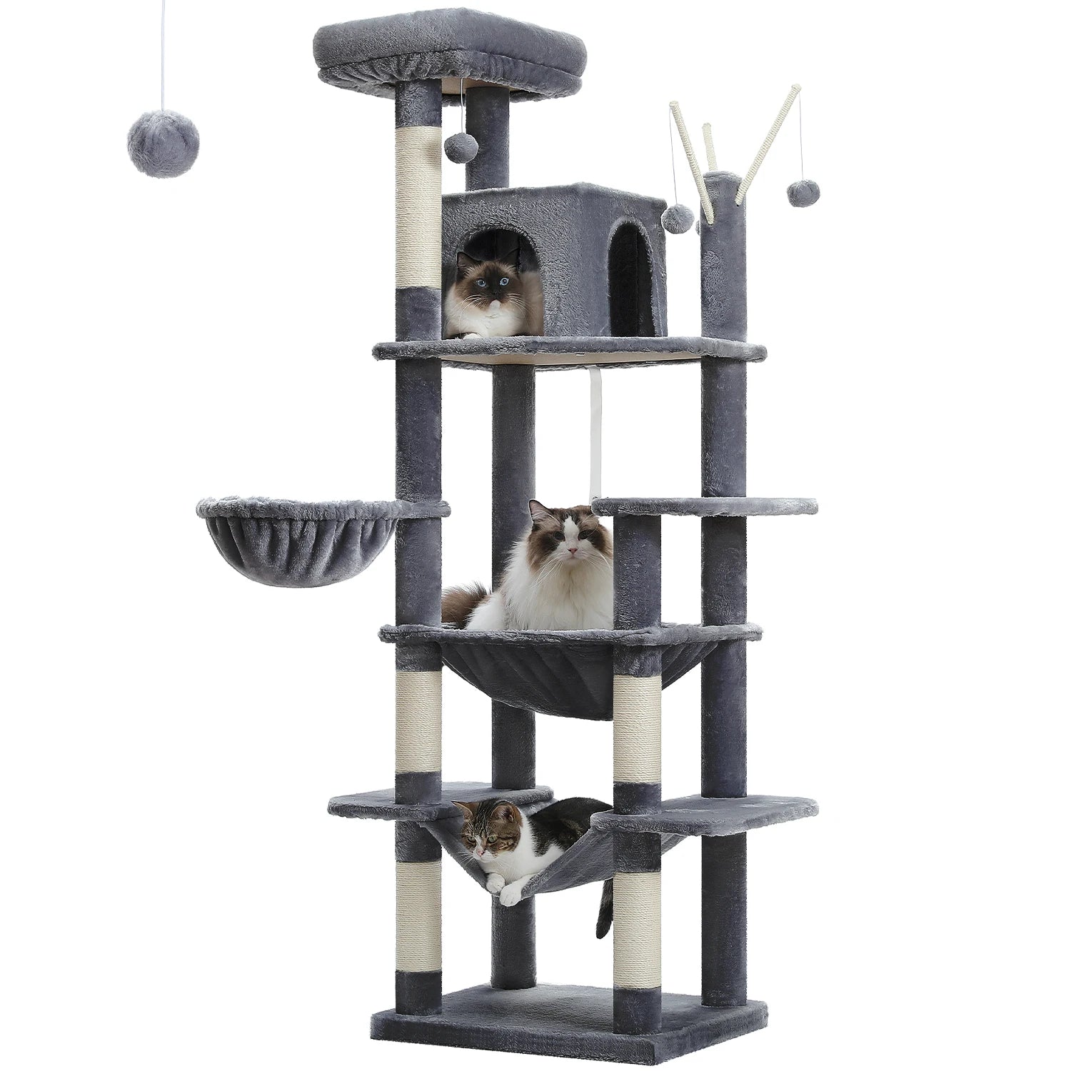 Multi-Level Cat Tree Tower for Indoor Cats – Modern Cat Furniture with Scratching Posts, Condo & Large Hammock