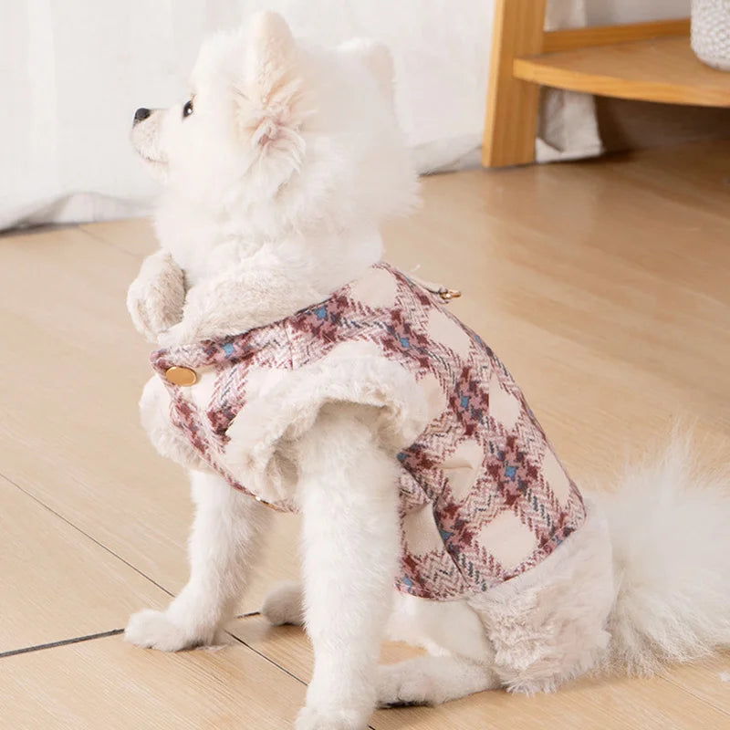 Winter Fur Collar Dog Jacket – Warm Coat for Small & Medium Pets