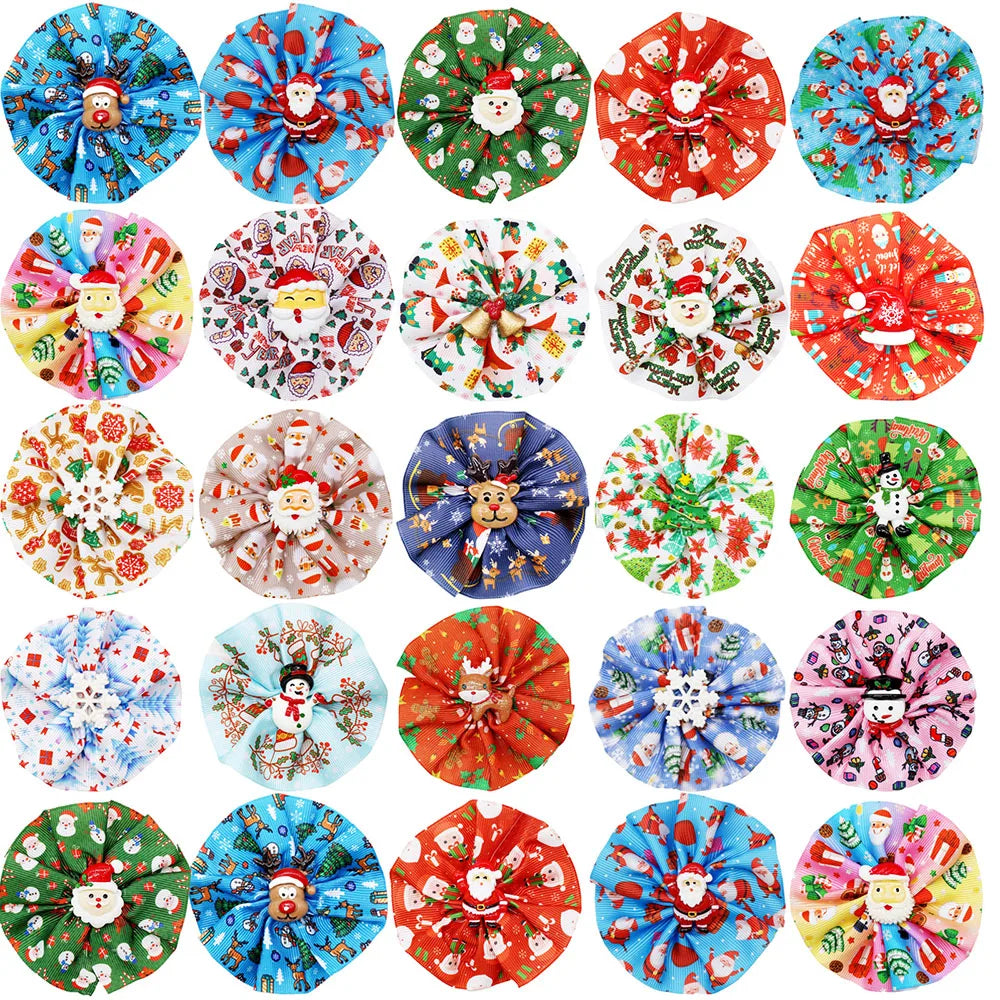 5/10-Pack Christmas Dog Bow Ties – Removable Elastic Grooming Accessories
