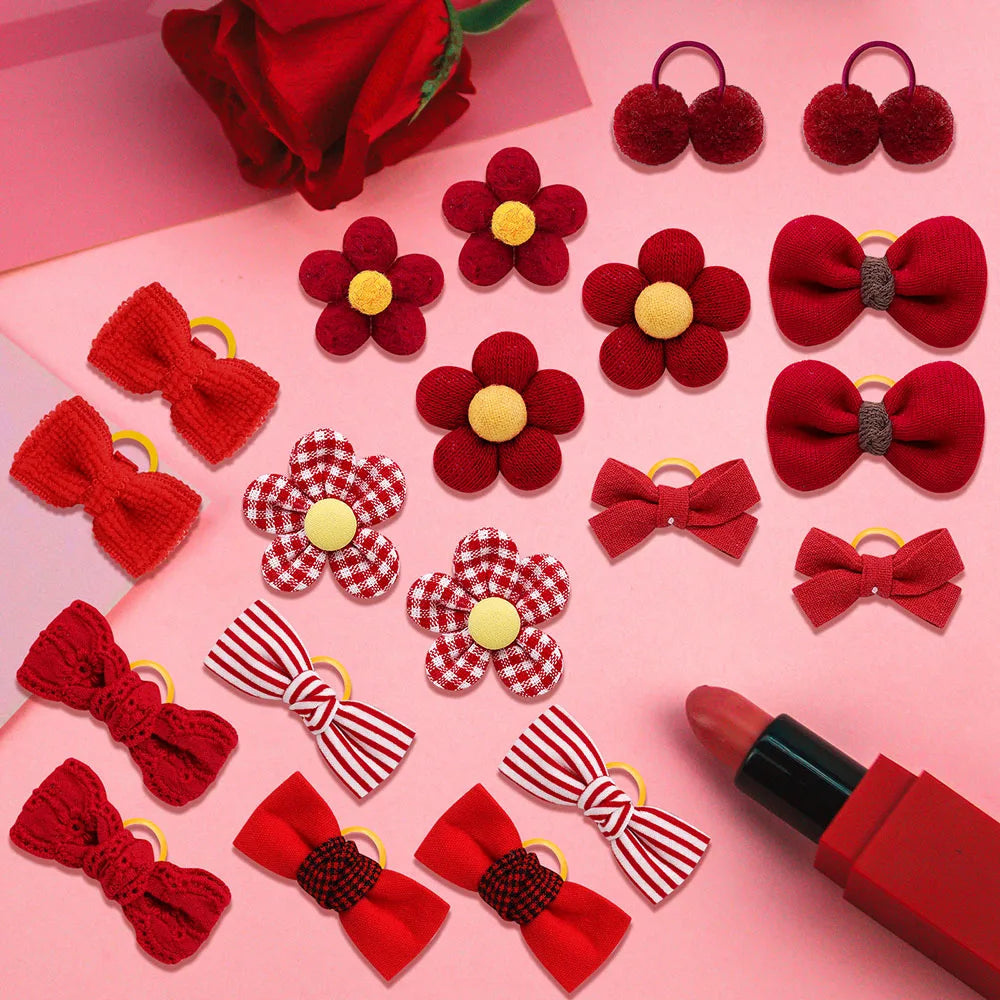 20PCS Handmade Dog Hair Bows – Cotton Pet Grooming Accessories for Small Dogs & Cats