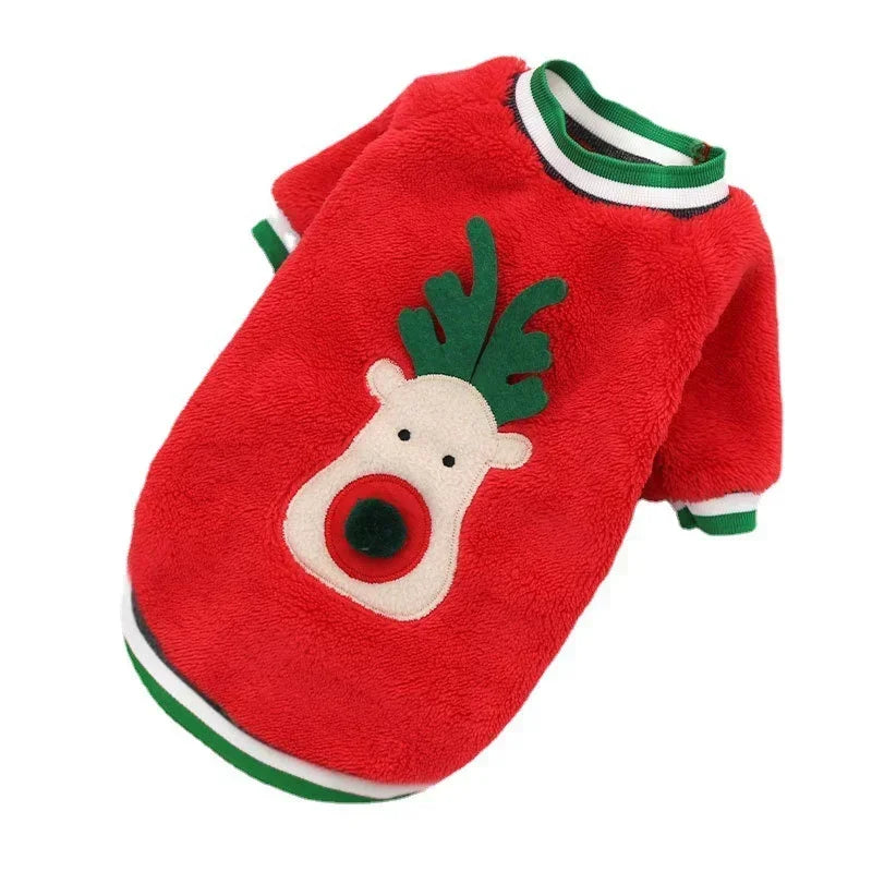 Christmas Dog Hoodie – Warm Elk & Santa Coat for Small & Medium Pets