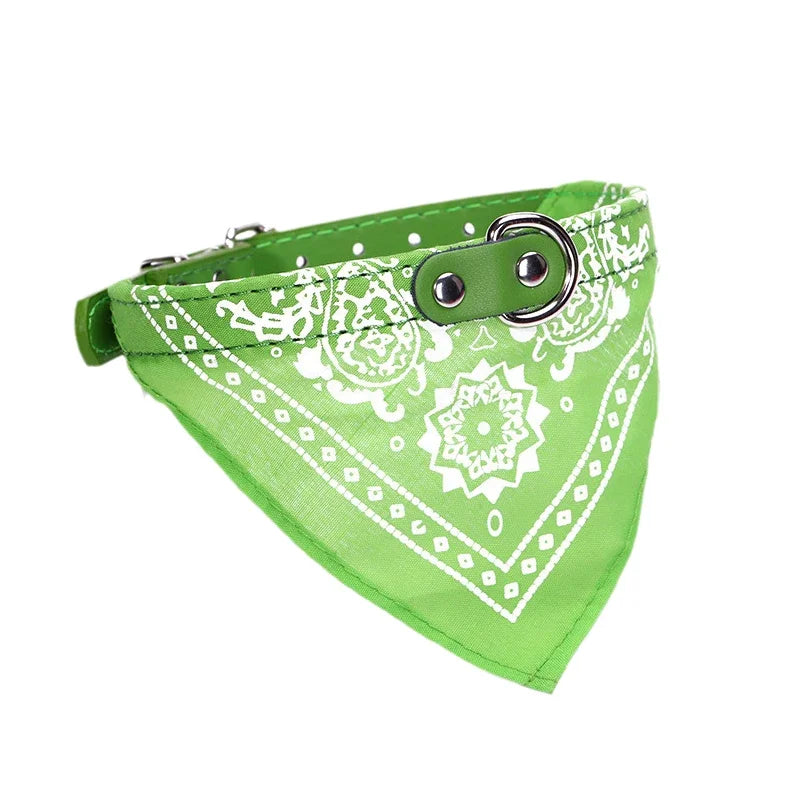 PU Pet Collar with Scarf – Adjustable for Small & Medium Dogs