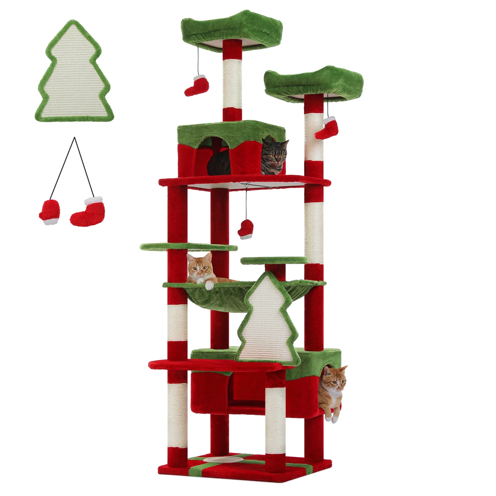 Large Cat Tree Tower for Indoor Cats – Multi-Level Cat Condo with Sisal Scratching Posts, Hammock, Padded Perches & Toys