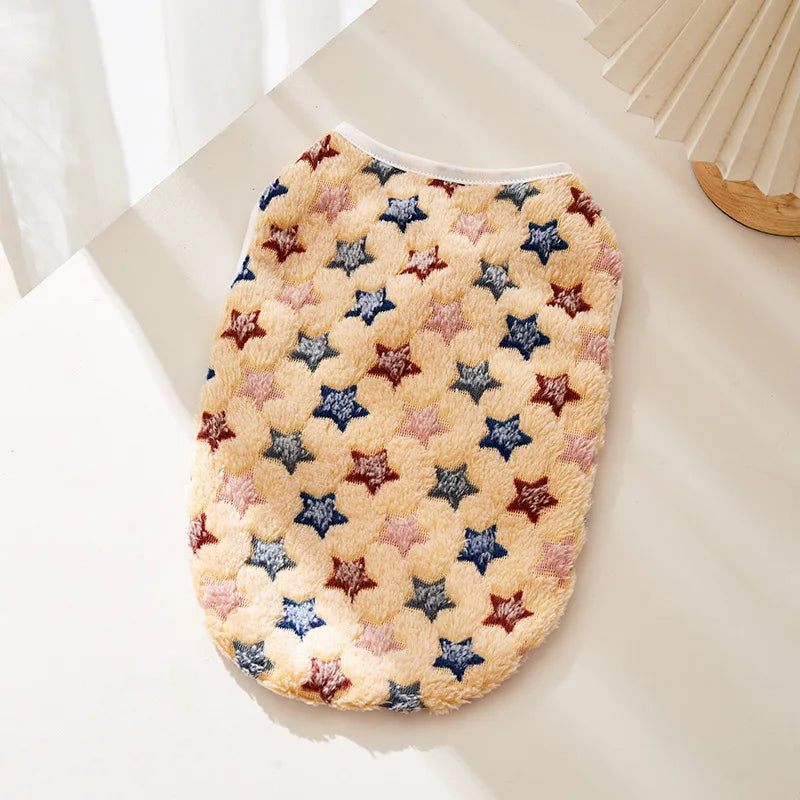 Flannel Paw Print Dog Vest – Soft Cozy Coat for Small & Medium Pets