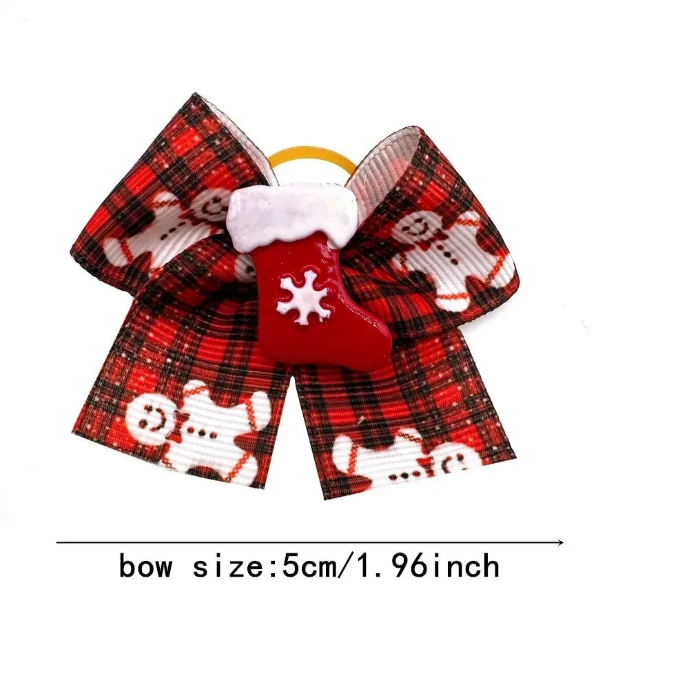 50-Pack Christmas Dog Hair Bows – Small Dog Grooming Rubber Band Accessories