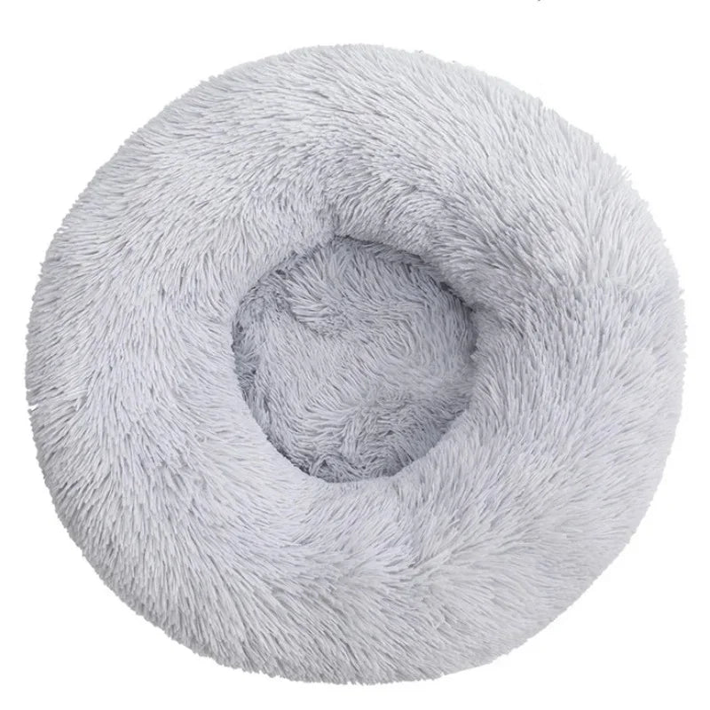 Round Plush Pet Bed for Cats & Dogs – Winter Warm Sleeping Bed