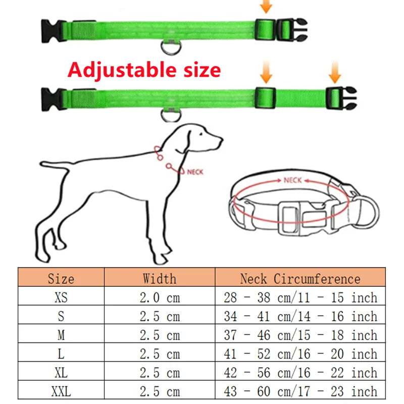 Keep Your Pet Safe at Night – 3-Mode USB LED Glow Collar for Dogs & Cats