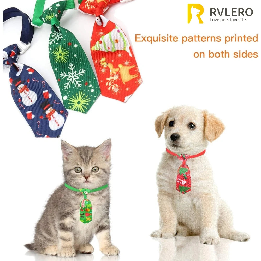 Christmas Dog & Cat Ties – Adjustable Holiday Pet Neckwear (Random Styles)