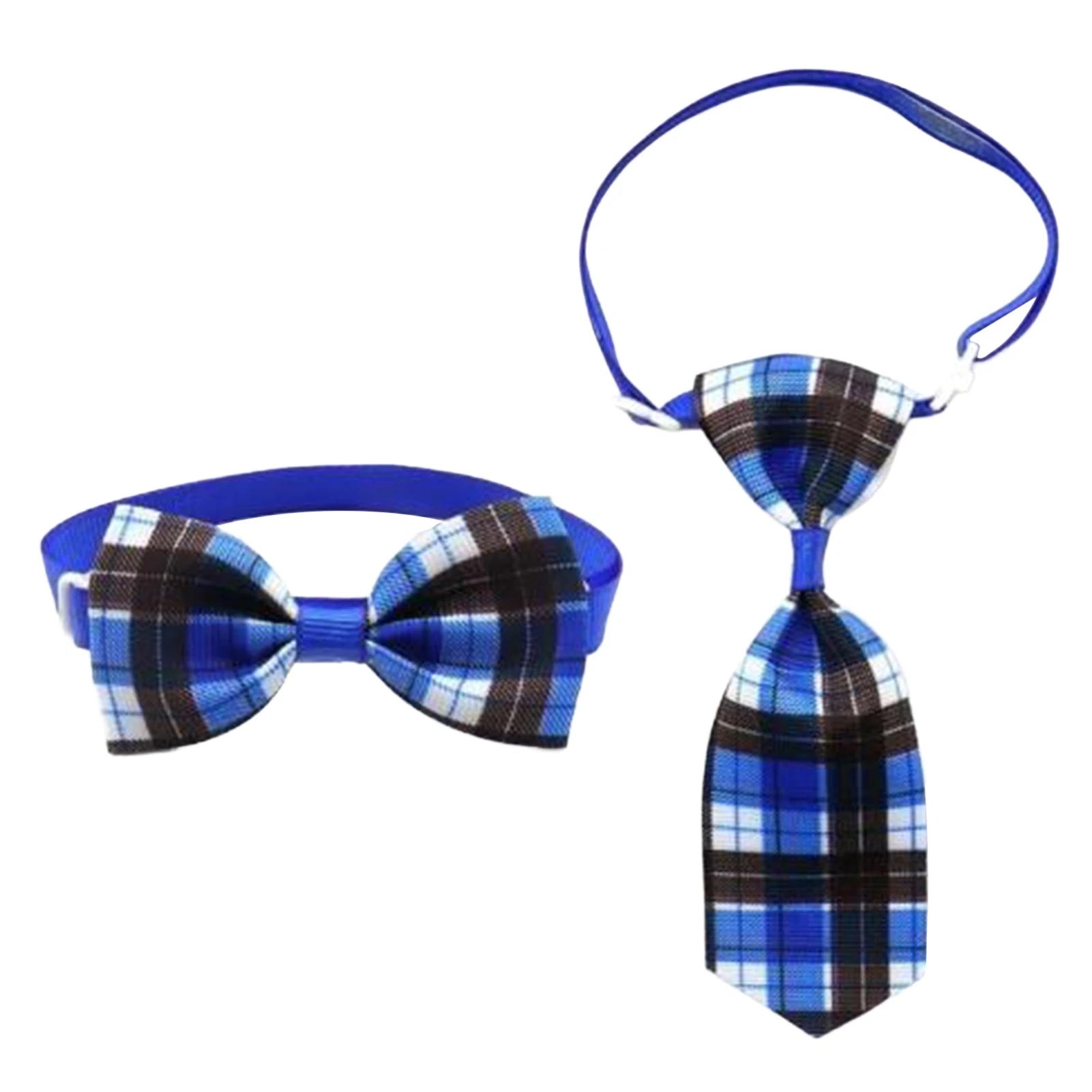 Plaid Bowknot Dog & Cat Collar Set – Elegant Xmas Pet Costume