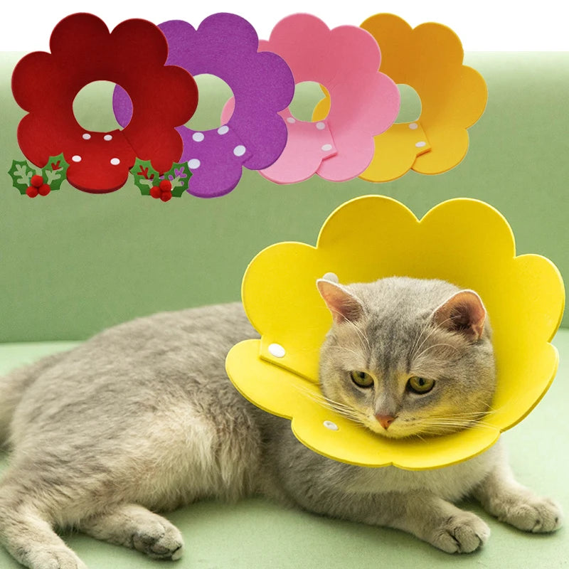 Adorable Flower Recovery Collar – Soft & Adjustable Protective Cone for Cats, Puppies, and Kittens