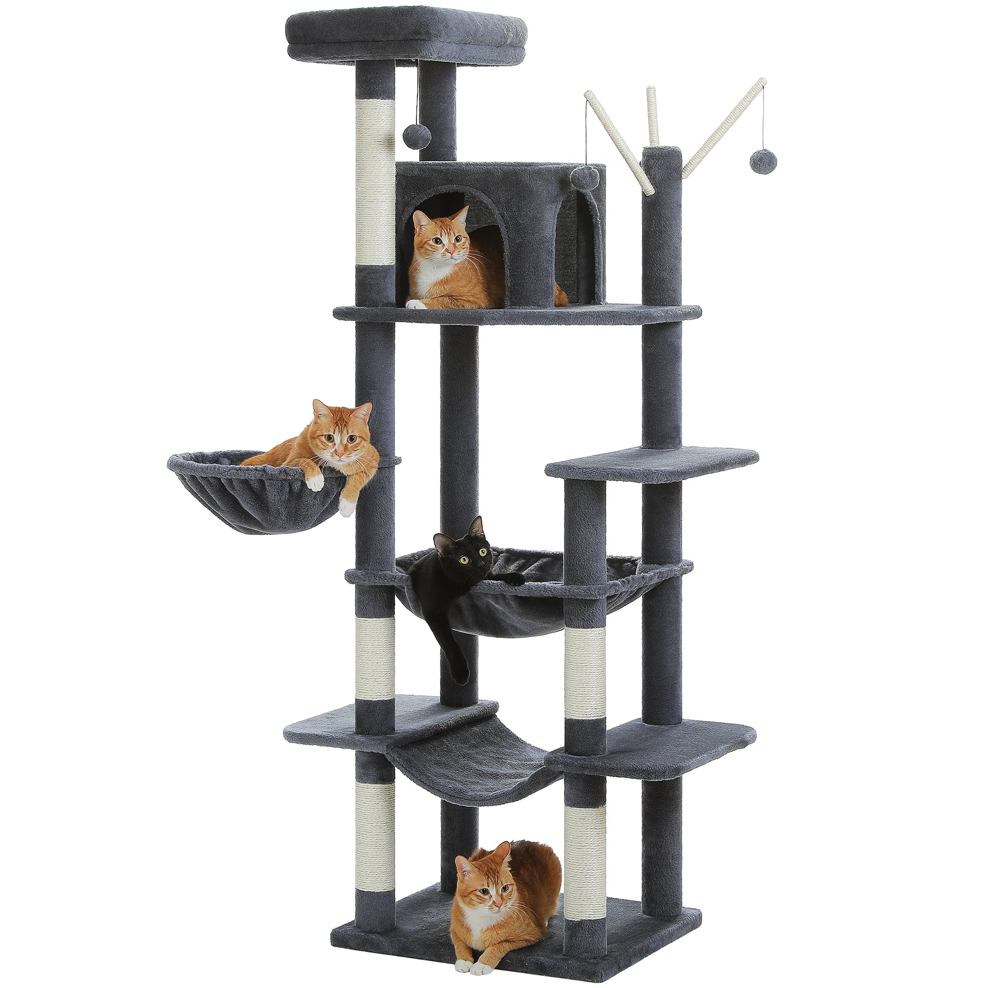 Multi-Level Cat Tree Tower for Indoor Cats – Modern Cat Furniture with Scratching Posts, Condo & Large Hammock