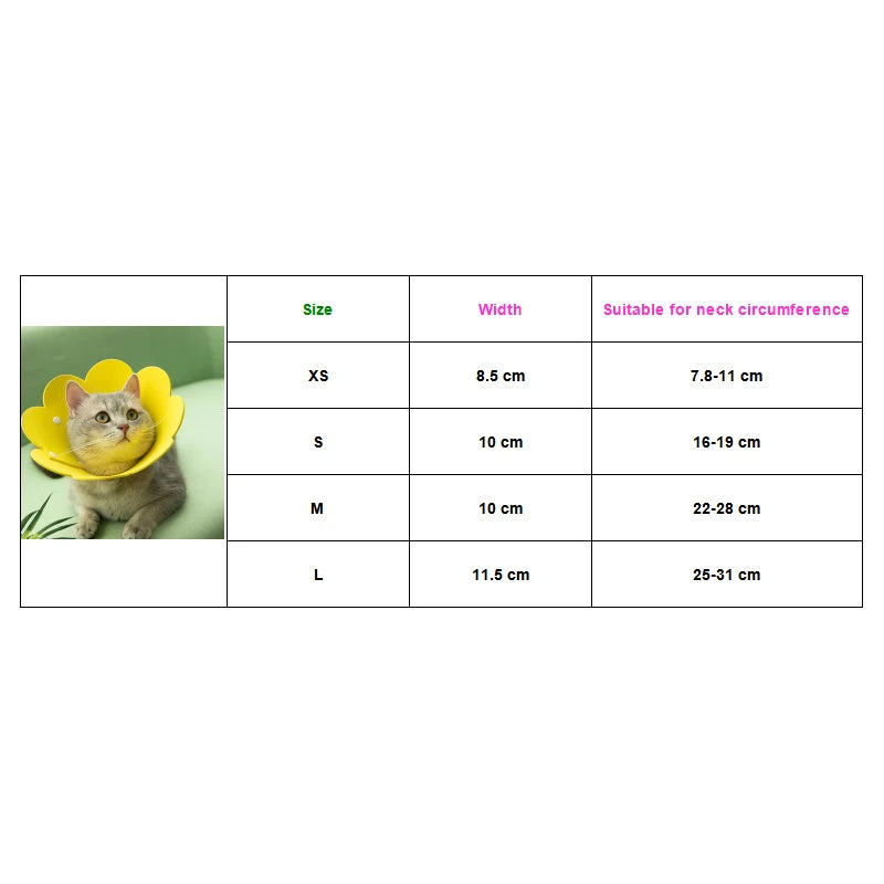 Adorable Flower Recovery Collar – Soft & Adjustable Protective Cone for Cats, Puppies, and Kittens