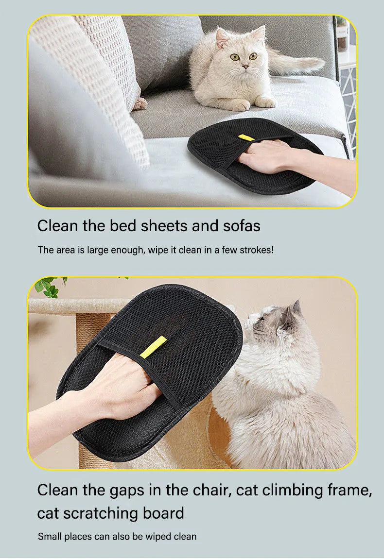 Pet Grooming Gloves – Static Hair Remover for Dogs & Cats