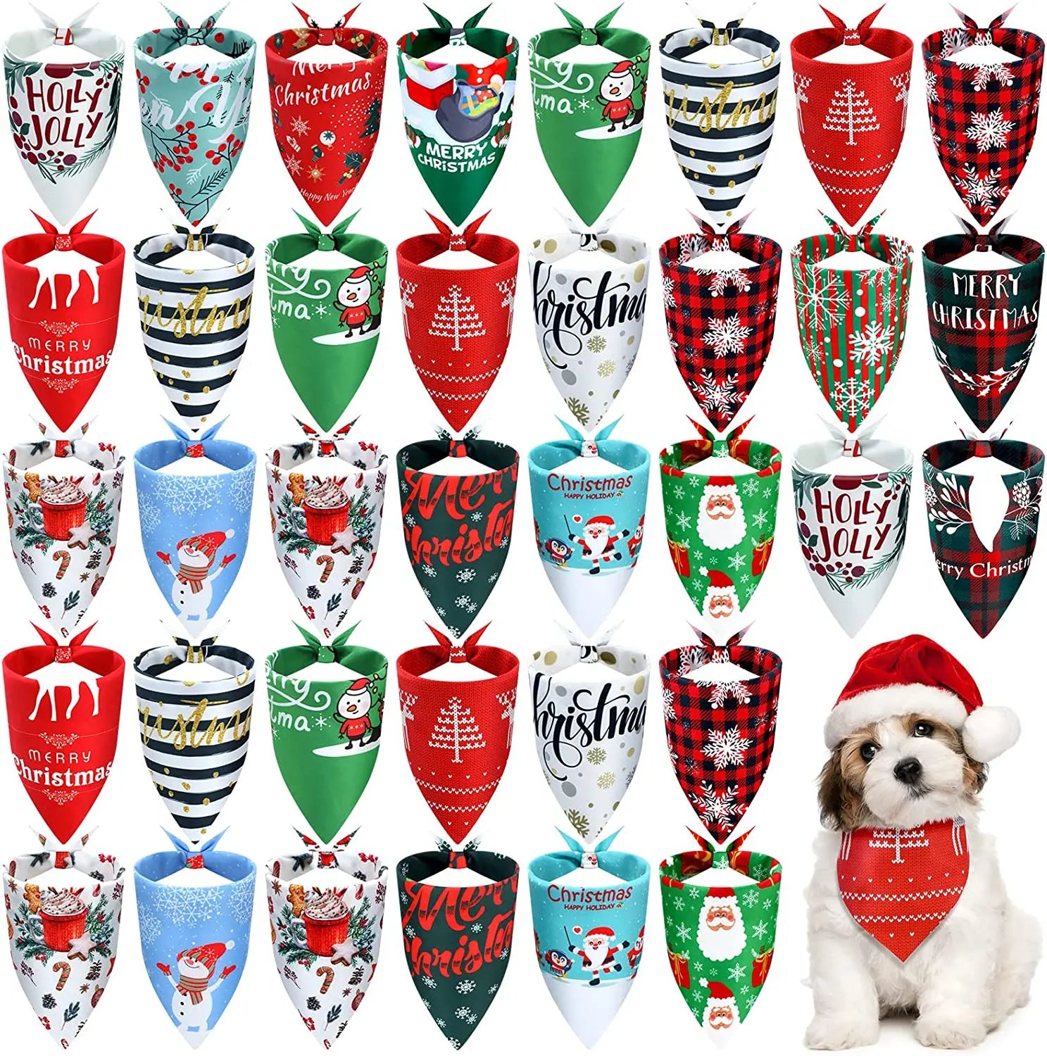 20-Pack Holiday Dog Bandanas – Christmas, Thanksgiving & Halloween Triangle Scarves